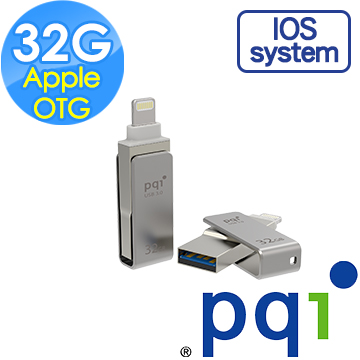 PQI 勁永 Apple OTG USB 3.0 32GB iConnect mini 蘋果專用迷你金屬雙頭碟(鐵灰)