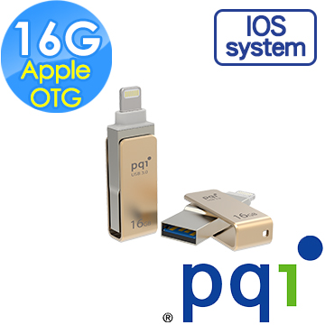 PQI 勁永 Apple OTG 16GB USB 3.0 iConnect mini 蘋果專用迷你金屬隨身碟(金)