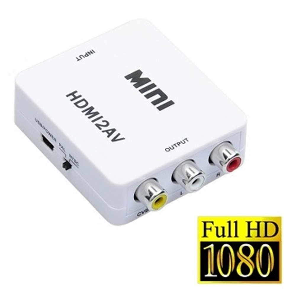 Full HD 1080P HDMI 視訊影像 轉 AV 端子 (RCA 紅白黃) 影音數位類比訊號轉接器