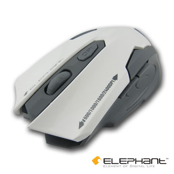 ELEPHANT 白色賢者電競藍光無線雷射滑鼠(WEM-M519W)