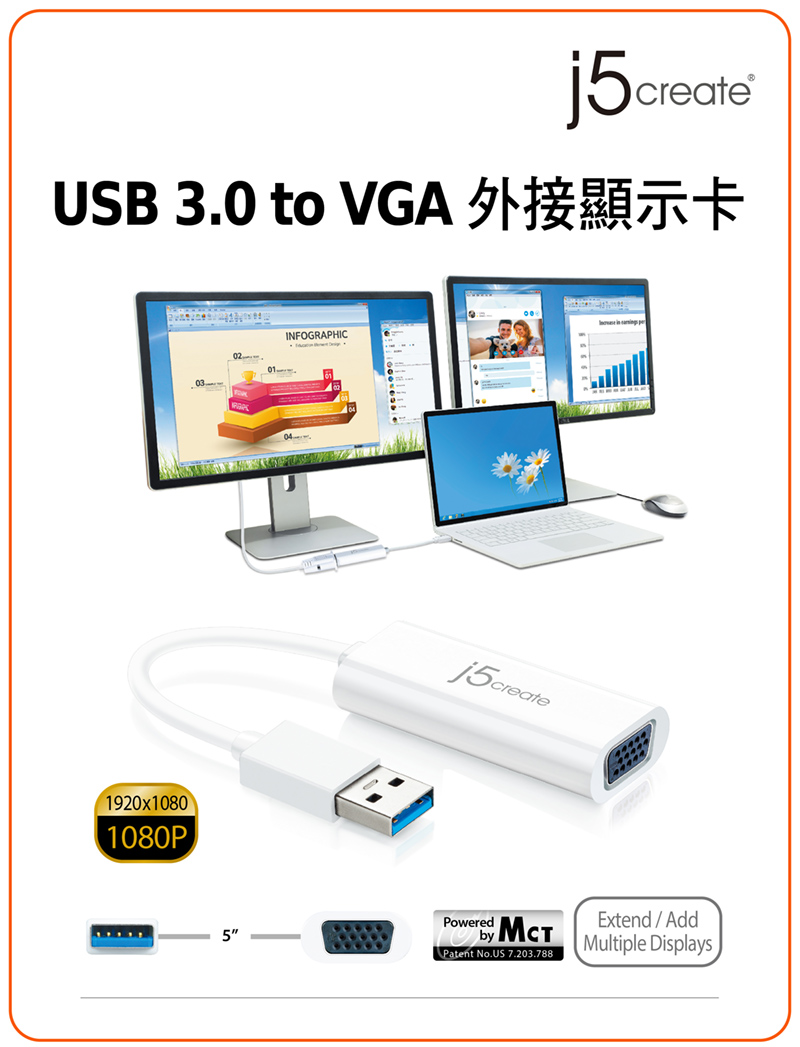 KaiJet j5create การ์ดจอภายนอก USB 3.0 VGA (JUA214)
