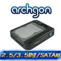 archgon 水平式可堆疊硬碟外接座(MH-3507-U3A)/支援2.5吋與3.5吋SATAIII硬碟