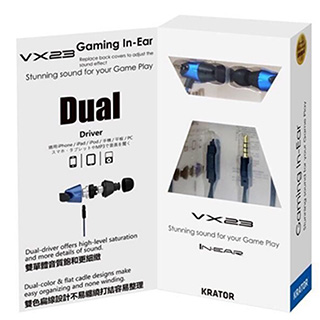 (福利品)【Kworld 廣寰】入耳式音樂耳麥VX23A(藍色)