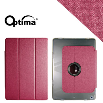 Optima iPad Air Smart 360 亞麻紋保護套-莓紅色