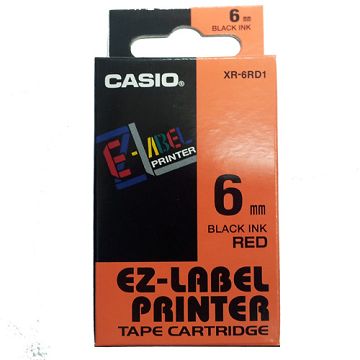 【福利品回饋】CASIO 標籤機專用色帶-6mm紅底黑字XR-6RD1