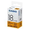 CASIO 標籤機專用特殊色帶-18mm【瑩光色材質】瑩光橘底黑字XR-18FOE(5.5公尺)
