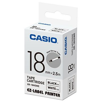 CASIO 標籤機專用特殊色帶-18mm【熱縮套管專用】白底黑字XR-18HSWE(2.5公尺)
