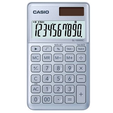 【CASIO】10位元璀璨風格攜帶型計算機-空靈藍 (SL-1000SC-BU)