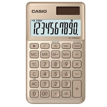 【CASIO】10位元璀璨風格攜帶型計算機-尊爵金 (SL-1000SC-GD)