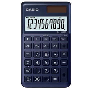【CASIO】10位元璀璨晶耀攜帶型計算機-科技藍 (SL-1000SC-NY)