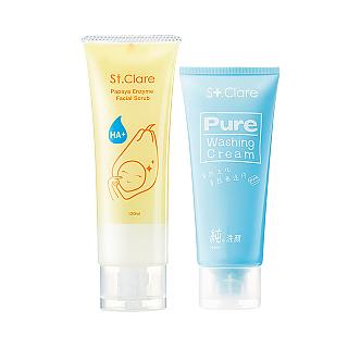 St.Clare聖克萊爾 純洗顏洗面霜100ml+木瓜酵素去角質凍蜜120ml