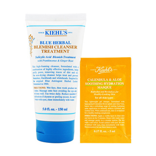 《KIEHLS 契爾氏》藍色控油抗痘潔面凝露150ml+金盞花蘆薈精華保濕凍膜5ml