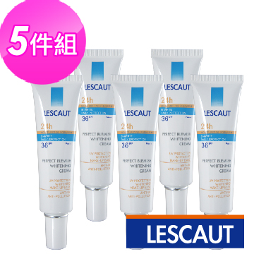 LESCAUT 晶透無瑕美白粉底霜-秋冬保溼版(5件組)
