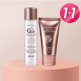 基底保濕防曬底妝組★MKUP 美咖 純物理性水潤防曬乳液SPF30★★★50G+ Q10美顏果凍保濕噴霧120ML