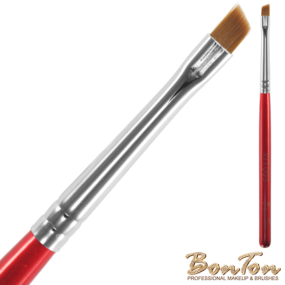 BonTon 湛紅短柄 斜角眼線刷(XS) WT003 貂色纖維毛