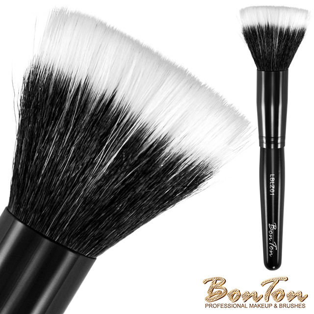BonTon 墨黑系列 雙層粉底刷/腮紅刷 (L) LBLZ01 羊毛混合化纖毛