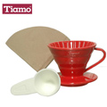 Tiamo V01 1-2人份陶瓷濾杯附濾紙40枚入(紅色) - HG5029
