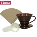 Tiamo V01 1-2人份陶瓷濾杯附濾紙40枚入(咖啡色) - HG5031
