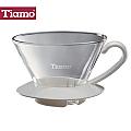 Tiamo K02玻璃咖啡濾杯附滴水盤量匙-白色(HG5286)