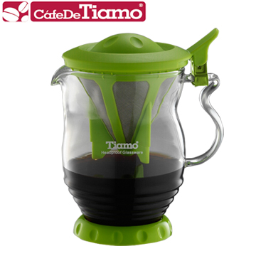 Tiamo 極細濾網分享壺 350ml-翠綠色(HG1969)