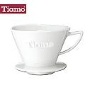 Tiamo K02陶瓷咖啡濾杯組附滴水盤量匙-白色(HG5289)
