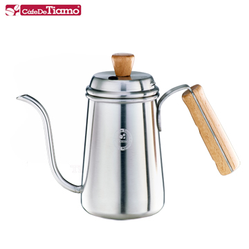 Tiamo 1403B不鏽鋼木柄細口壺 1.2L-砂光(HA1657ST)