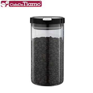 Tiamo 玻璃儲豆罐 95*175mm 1000ml-黑色(HG5862)