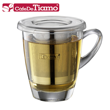 Tiamo玻璃馬克杯320cc(附PC防塵蓋+不銹鋼濾網)