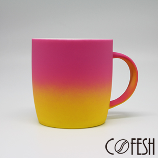 COFESH 時尚半手作粉黃雙色漸層馬克杯350ml MUG-35-PY
