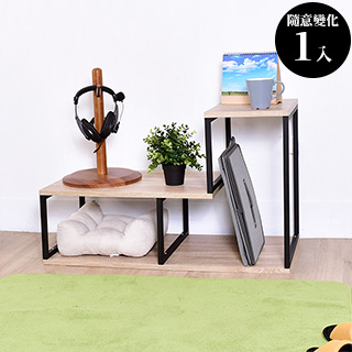 凱堡 工業風L型活動置物架 可推疊層架 書架 電視櫃架 1入組