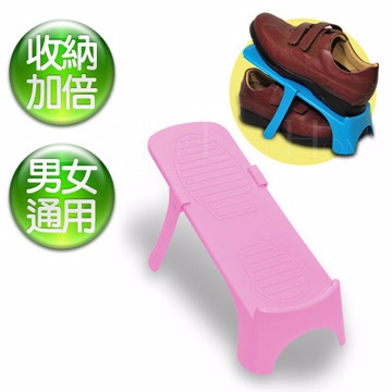 《真心良品》馬卡龍可調式專利鞋架18入-藍/綠/粉三色