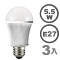 日本STANLEY 5.5W LED燈泡晝白光450流明 三入