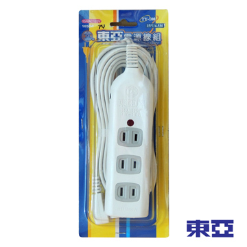 東亞 一燈四孔過載保護延長線TY-108-15尺