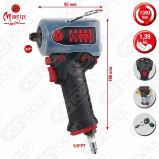 德國KS TOOLS 3/8“miniMONSTER高性能氣動衝擊扳手1.390 Nm,帶保護蓋 515.3940