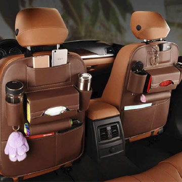 【威力鯨車神】頂級內裝手工皮製汽車椅背收納袋/椅背置物袋_皮革時尚品味款_一入