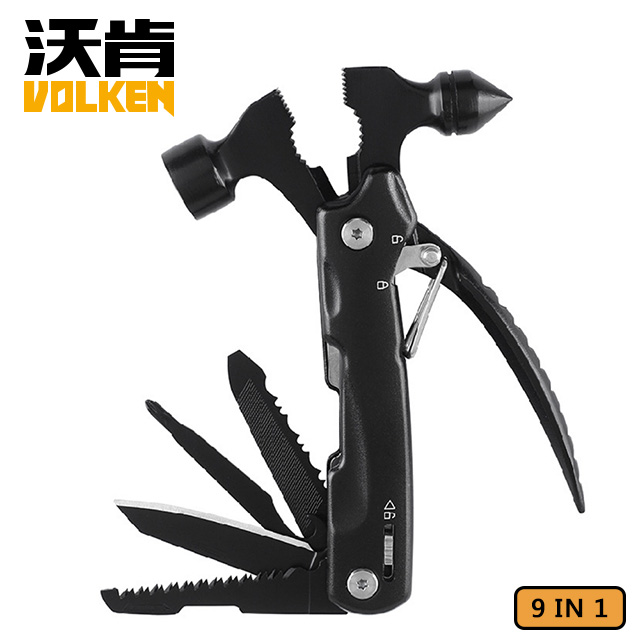 優質不鏽鋼 持久耐用VOLKEN 沃肯 9合1 不鏽鋼多功能錘/鉗錘//玻璃擊破器 73A-H