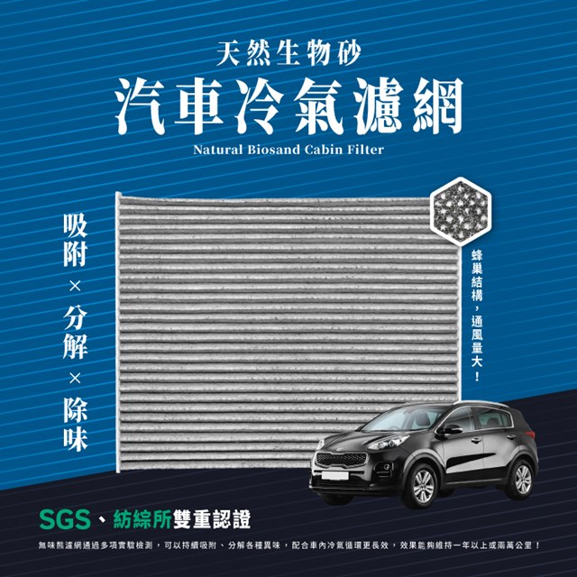 無味熊 生物砂蜂巢式汽車冷氣濾網 起亞KIA(Carens 四代 適用)