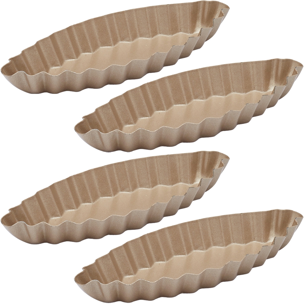 KitchenCraft Paul不沾迷你水果塔模4入(船型12cm)