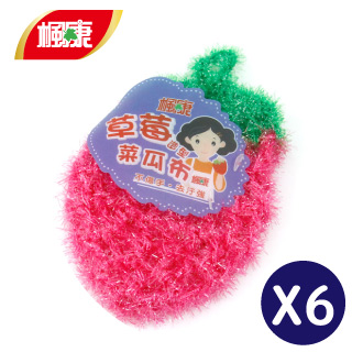 楓康 草莓造型菜瓜布-六件組