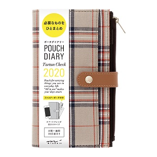 MIDORI Pouch Diary 2020手帳收納包-花呢格紋卡其
