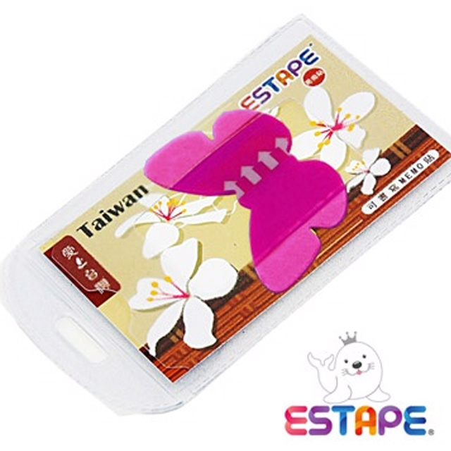 【王佳膠帶Seal King】隨手貼ESTAPE (蝴蝶造型Memo可書寫)全螢光桃紅
