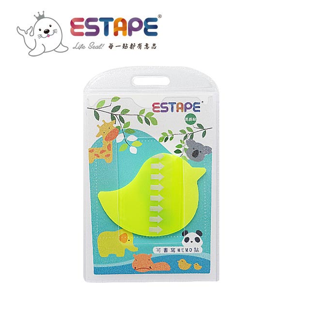 【王佳膠帶Seal King】隨手貼ESTAPE (小鳥造型Memo可書寫)全螢光黄