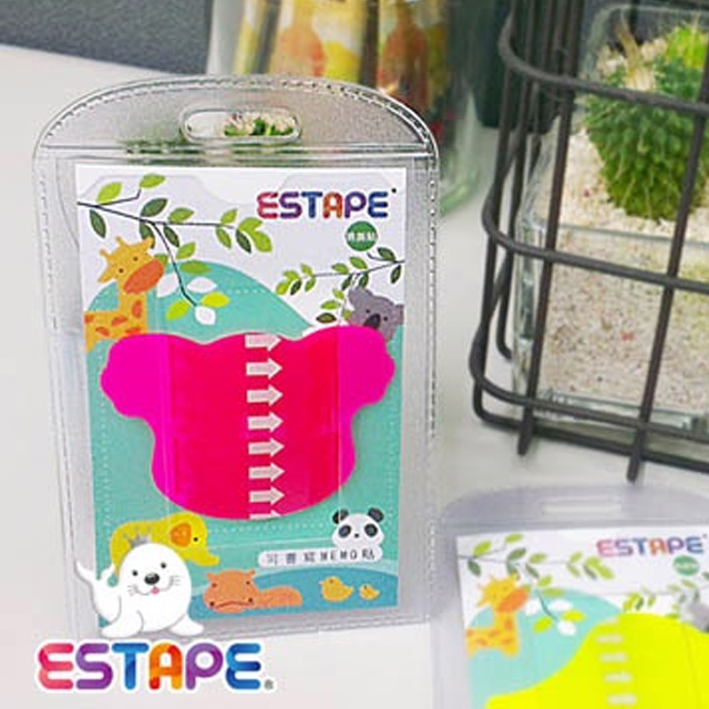 【王佳膠帶Seal King】隨手貼ESTAPE (無尾熊造型Memo可書寫)全螢光桃紅