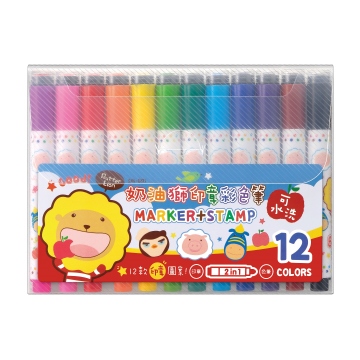 【雄獅畫材】奶油獅12色印章彩色筆