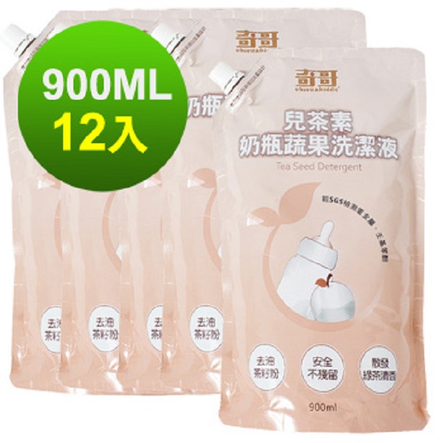 【奇哥】兒茶素奶瓶清潔液-900ml 補充包 (12入)