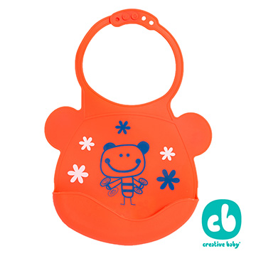 Creative Baby可收納式攜帶防水無毒矽膠學習圍兜-活力寶貝(Silicone Bids)