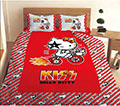 【HELLO KITTY】凱蒂貓KISS熱火單人床包二件組-奔馳腳踏車篇3.5x6.2尺(105x186公分)