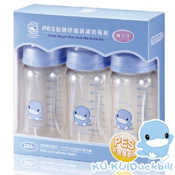 KU.KU酷咕鴨PES智慧呼吸葫蘆奶瓶組3入-寬口口徑(5821)