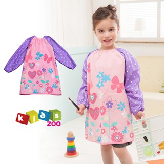 【kids zoo】童趣棉質長袖畫畫衣_粉色花草