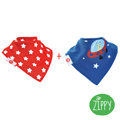 英國Zippy 幼兒時尚口水巾2入組(星星紅+外星人)